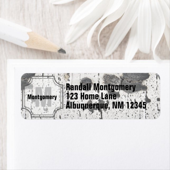 Étiquette Lettre initiale Monogramme | Écorce d'arbre de peu (En situation)