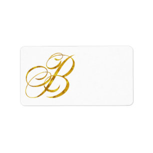 Étiquette LETTRE Métallique Monogramme B Faux Or Foil Design