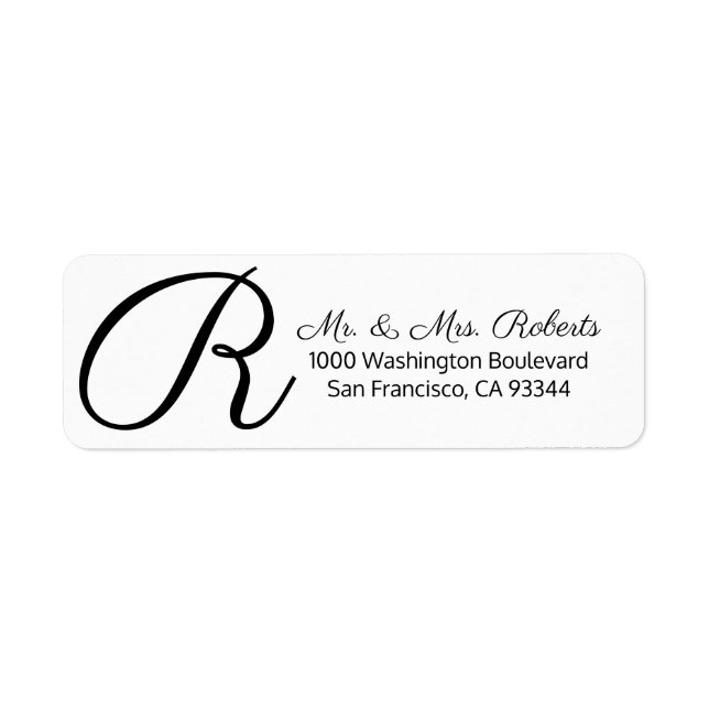 Étiquette Lettre Monogramme blanche personnalisée Retour (Devant)