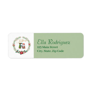 Étiquette Lettre monogramme R : couronne de Noël avec Père N
