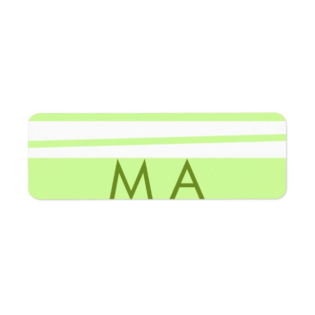 Étiquette LETTRE motif grecque néon rayures vertes (Devant)