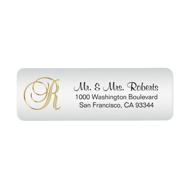 Étiquette Lettre or or argent élégant Monogramme R Retour (Devant)