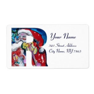 ÉTIQUETTE LETTRE XMAS R /SANTA CLAUS AVEC MONOGRAMME VIOLIN