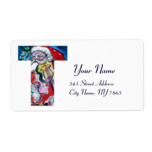 ÉTIQUETTE LETTRE XMAS T /SANTA CLAUS AVEC MONOGRAM VIOLON