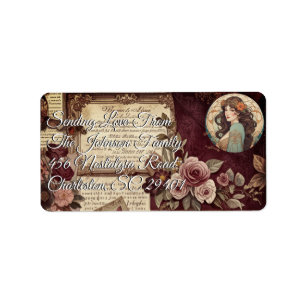 Étiquette Lettres d'amour florales Boho - Vintage romantique
