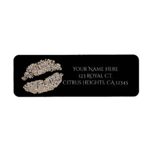 Étiquette Lèvres Or Argent Faux Brillant Baiser Beauté Maqui