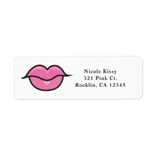 Étiquette Lèvres Pailletées Rose Baiser Chic Maquillage Glam