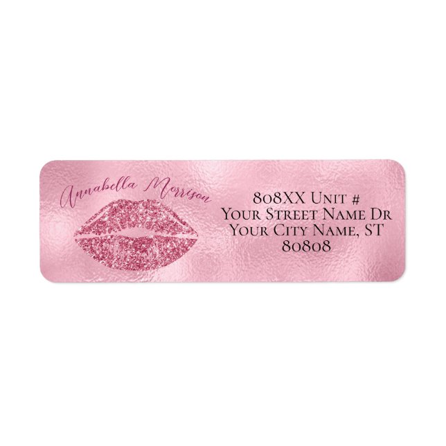 Étiquette Lèvres scintillantes rose glamour (Devant)