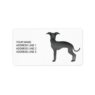 Étiquette Lévrier Italien Noir Chien Mignon Avec Texte Perso
