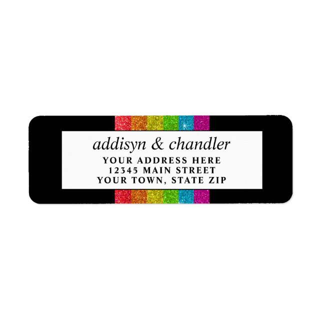 Étiquette LGBTQ Rainbow Black Chic Moderne Mariage Parties s (Devant)