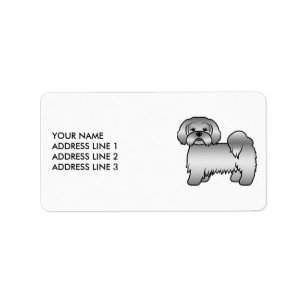 Étiquette Lhasa Apso argenté Chien de dessin animé mignon &