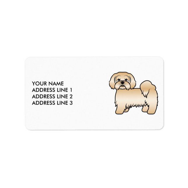 Étiquette Lhasa Apso doré Chien de dessin animé mignon & Tex (Devant)