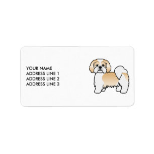 Étiquette Lhasa Apso doré et blanc Chien mignon & Texte pers