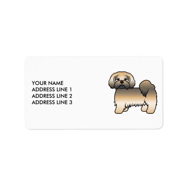 Étiquette Lhasa Apso Sable Doré Chien Mignon & Texte Personn (Devant)