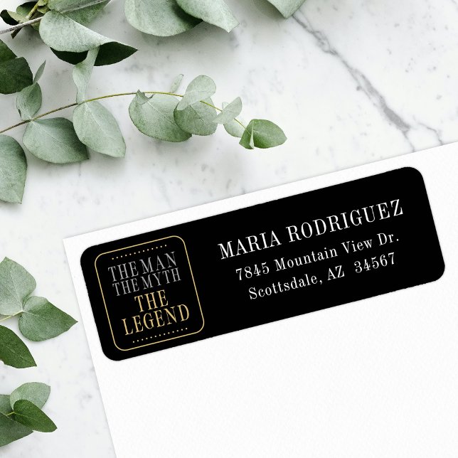 Étiquette L'Homme Le Mythe La Légende Black Adresse de retou (Créateur téléchargé)