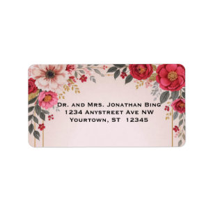 Étiquette Libellé d'adresse de retour Floral en rose