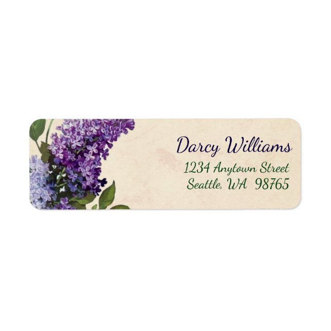 Étiquette Libellés d'adresse de retour Lilacs vintages (Devant)