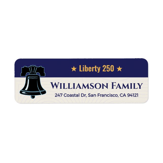 Étiquette Liberty Bell 250 Patriotic Family Address Design (Devant)