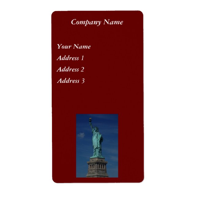 Étiquette Liberty Enlightening the World - Statue de la Libe (Devant)