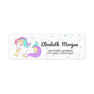 Étiquette Licorne Arc-en-Ciel Adorable, Étoiles