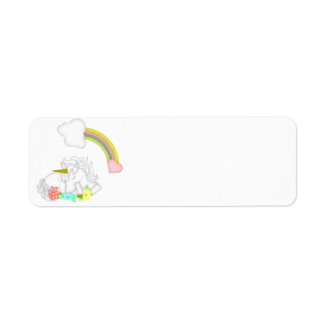 Étiquette Licorne blanche endormie Fantaisie florale arc-en- (Devant)