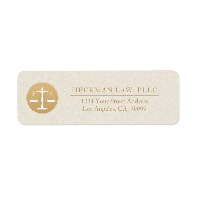 Étiquette Light Beige Linen Gold Justice Logo Business Card (Devant)