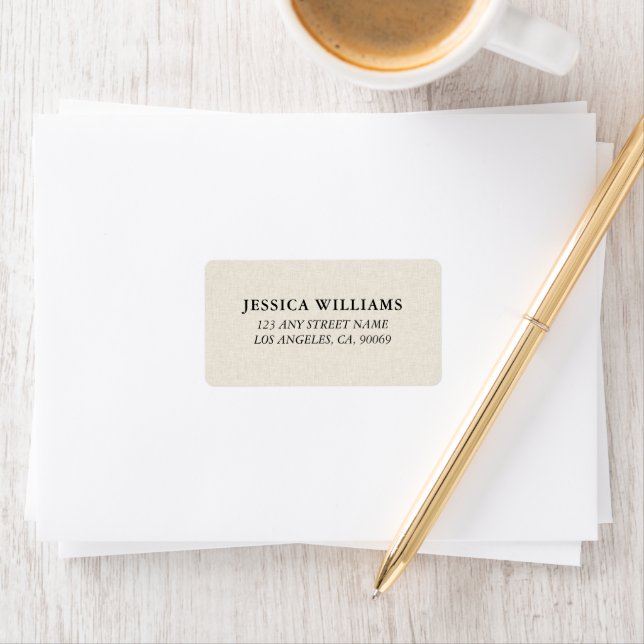 Étiquette Light Beige Linen Texture Image (En situation)