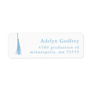 Étiquette Light Blue Tassel Graduation Adresse de retour