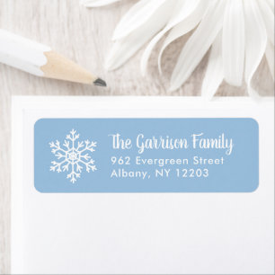 Étiquette Light Blue Winter Snowflake Adresse de vacances