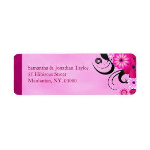 Étiquette Light Fuchsia Floral Mariage Retourner l'adresse É
