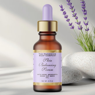 Étiquette Light Purple & Gold Small Dropper Bottle Label