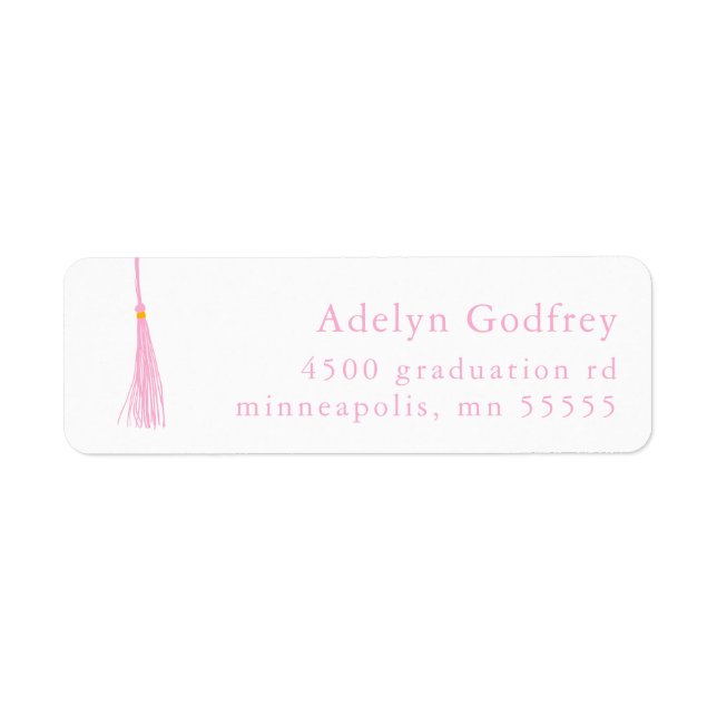Étiquette Light Rose Tassel Graduation Adresse de retour (Devant)