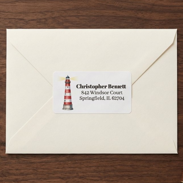 Étiquette Lighthouse Address Label (Classic nautical charm.)