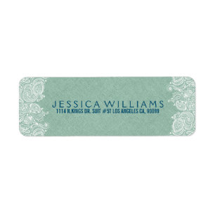 Étiquette Ligne Faux Vert Mint Blanc Paisley Lace 2