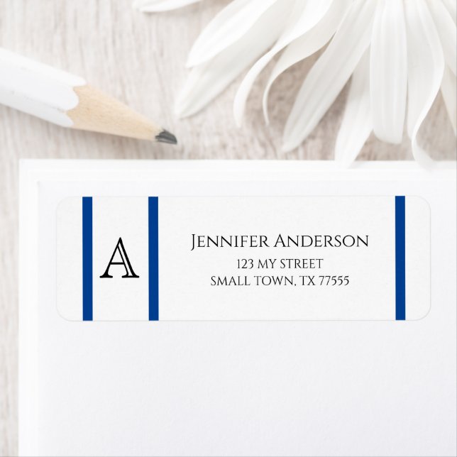 Étiquette Lignes bleues modernes simples Adresse initiale (En situation)