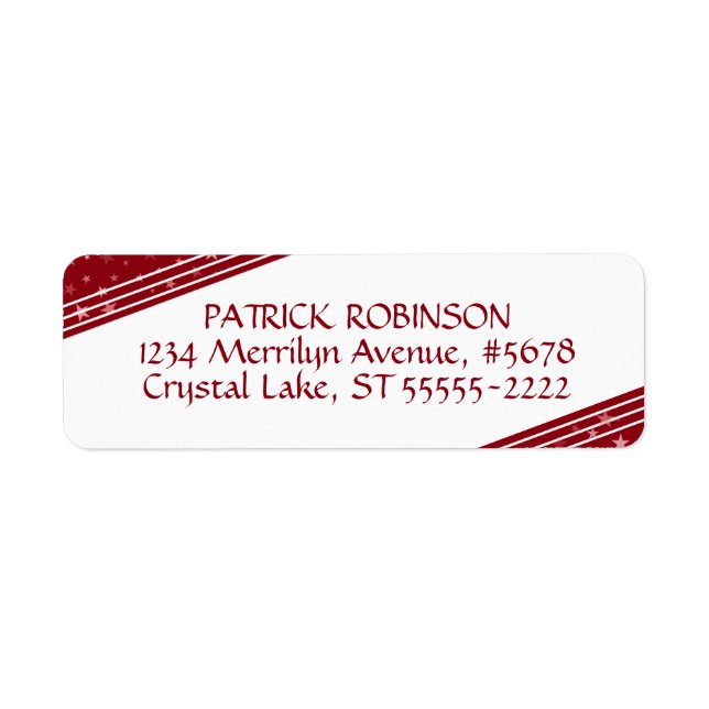 Étiquette Lignes & Etoiles coins | Rouge et blanc (Devant)