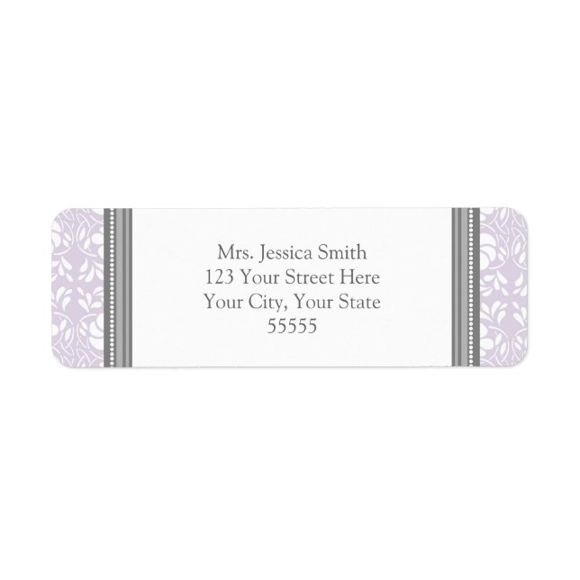 Étiquette Lilac Grey Damask Custom Return Address Labels (Devant)