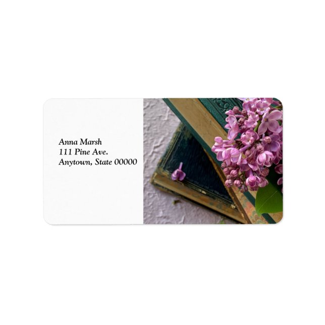Étiquette Lilacs sur vieux livres (Devant)