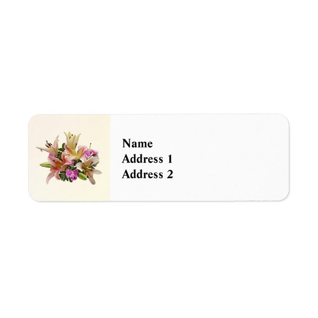 Étiquette Lilies asiatiques et oeillets rose blush (Devant)