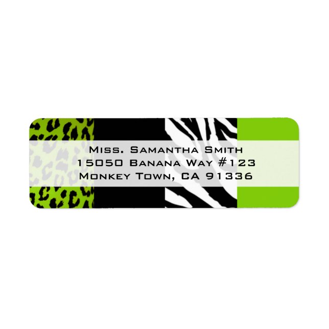 Étiquette Lime Green Leopard et Zebra Poster de animal Retou (Devant)