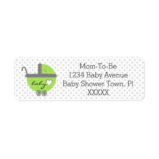 Étiquette Lime Vert & Gris Pois-Baby shower (Devant)