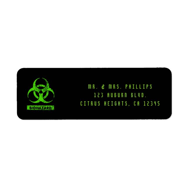 Étiquette Lime Vert Néon Produits Chimiques Bio-Hazard Graph (Devant)