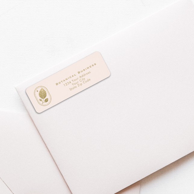 Étiquette Limite de la feuille d'or Botanique Soft Pink Adre (Minimal Gold Leaf Botanical Soft Pink Address Label)