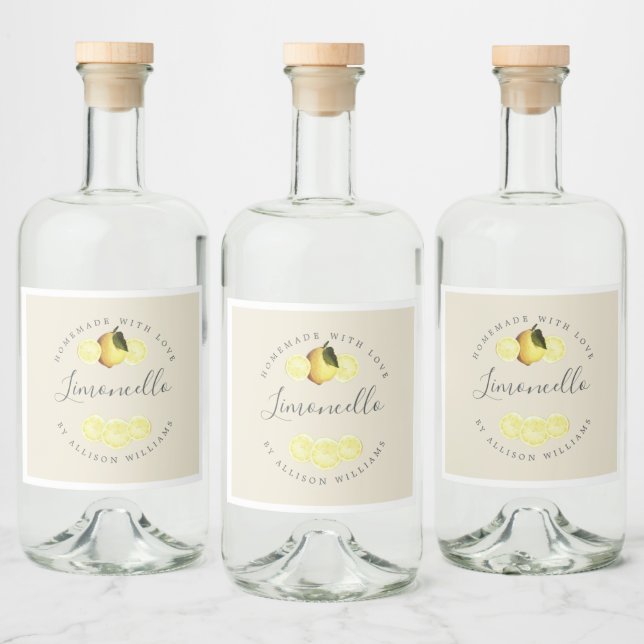 Étiquette Limoncello blanc d'antiquité sur mesure (Bouteilles)