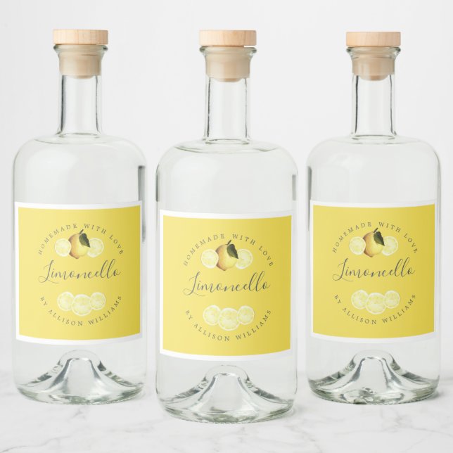 Étiquette Limoncello Jaune Personnalisé (Bouteilles)