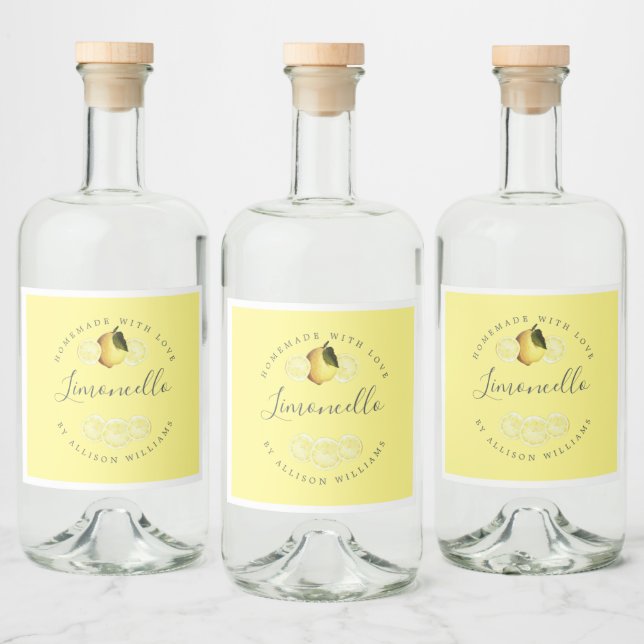Étiquette Limoncello Jaune Personnalisé (Bouteilles)