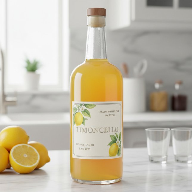 Étiquette Limoncello personnalisé avec citrons aqu (Créateur téléchargé)