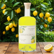 Étiquette Limoncello personnalisé avec citrons aqu