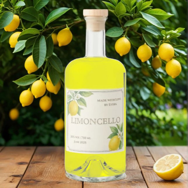 Étiquette Limoncello personnalisé avec citrons aqu (Créateur téléchargé)