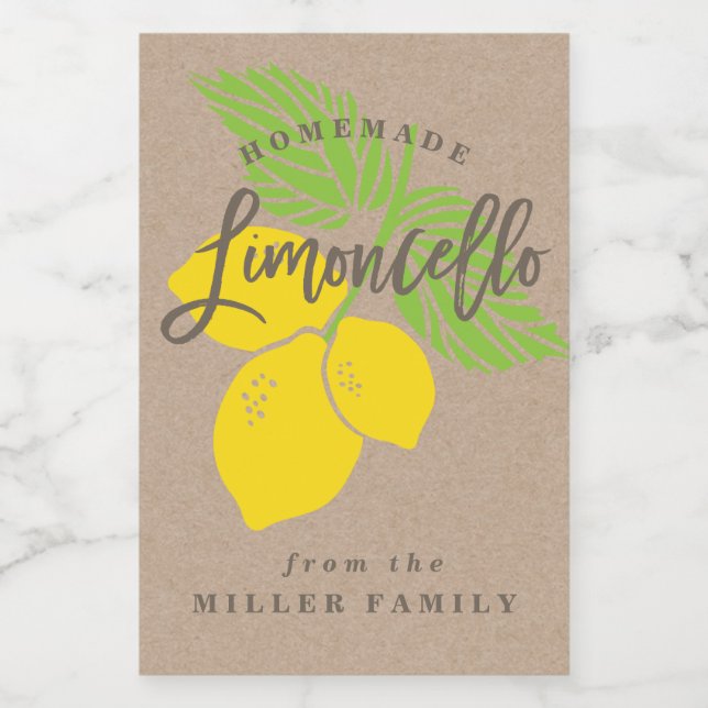 Étiquette Limoncello, Petite bouteille, mini boute (Étiquettes simples)